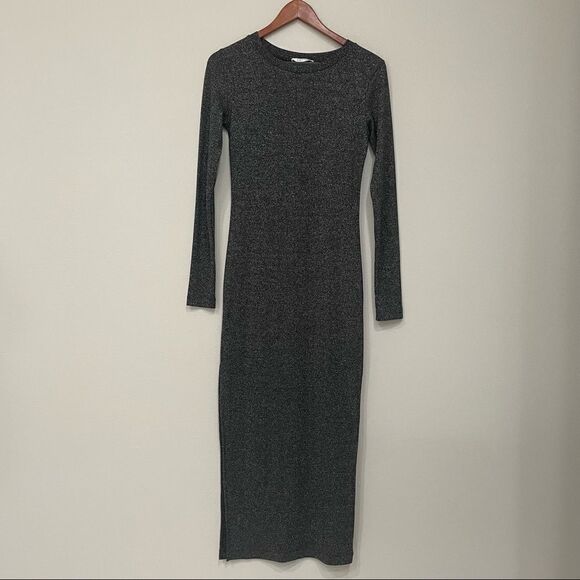 Zara Trafaluc Gray Casual Dress Long Sleeve Bodycon Scoop Neck Size Medium - Picture 1 of 8